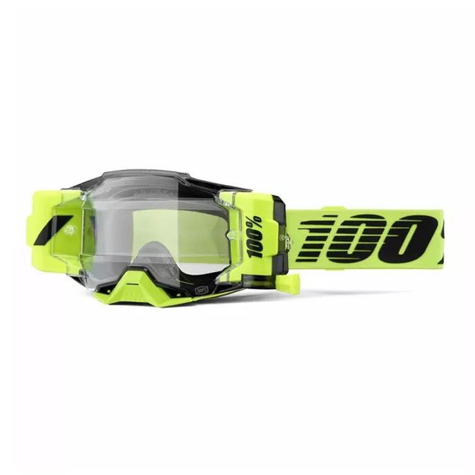100% MX Goggles Armega Roll Off Forecast Neon Yellow Clear